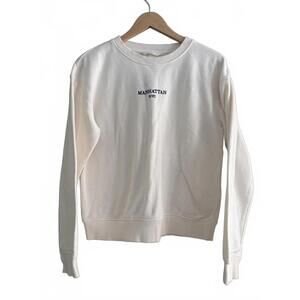 H&M Manhattan NYC Oversized Pullover Crew Neck Sweater White Women's XS